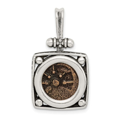 Ancient Coins Sterling Silver and Bronze Antiqued Widow's Mite Coin Pendant