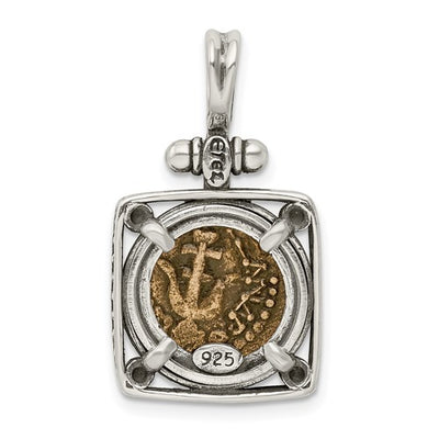Ancient Coins Sterling Silver and Bronze Antiqued Widow's Mite Coin Pendant
