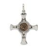 Ancient Coins Sterling Silver and Bronze Antiqued Widow's Mite Coin Cross Pendant