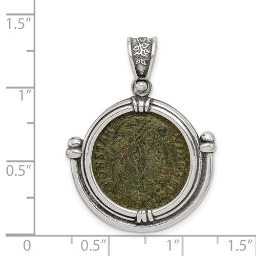 Ancient Coins Sterling Silver and Bronze Antiqued Constantine I Coin Pendant