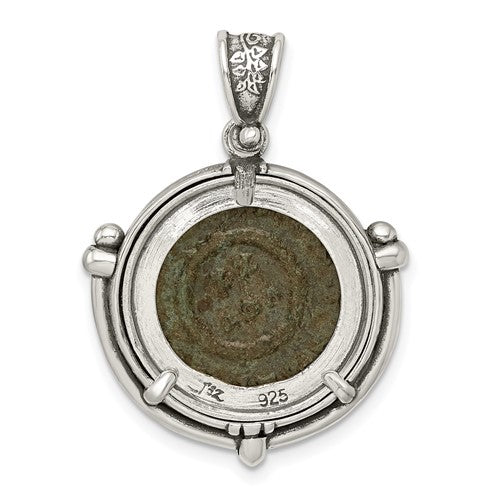 Ancient Coins Sterling Silver and Bronze Antiqued Constantine I Coin Pendant