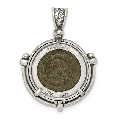 Ancient Coins Sterling Silver and Bronze Antiqued Constantine l Coin Pendant