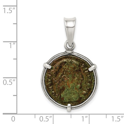 Ancient Coins Sterling Silver and Bronze Antiqued Roman Constantine I Coin Pendant