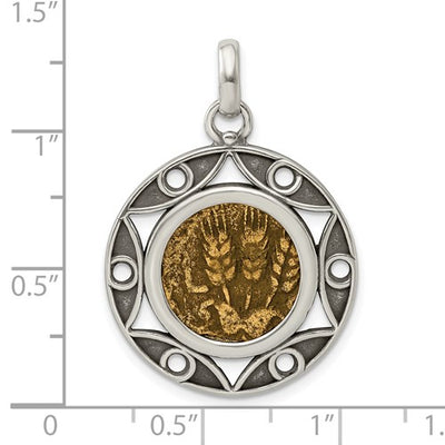 Ancient Coins Sterling Silver and Bronze Antiqued Agrippa Coin Pendant