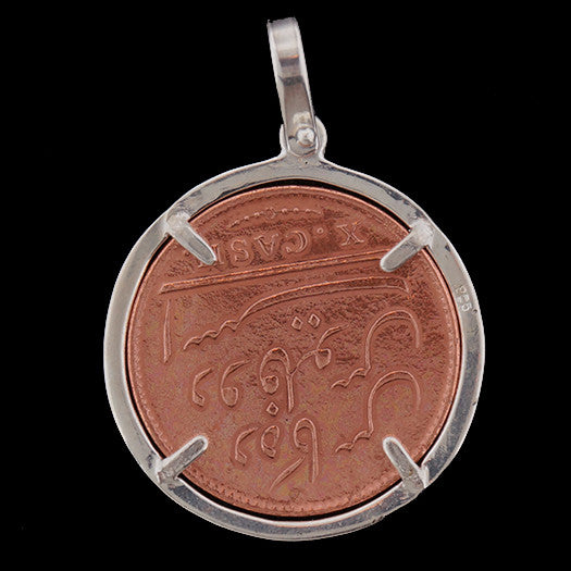 Admiral Gardner Shipwreck Jewelry - 10 Cash Piece Pendant with Sterling Silver Frame
