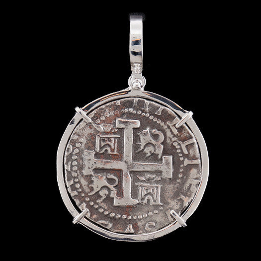 Atocha Jewelry - 8 Reale Silver Coin Pendant w/Sterling Silver Frame - Front