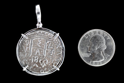 Atocha Jewelry - 8 Reales  Silver Coin Pendant w/Sterling Silver Frame