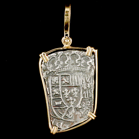 Atocha Jewelry - Long 8 Reale Silver Coin Pendant Back