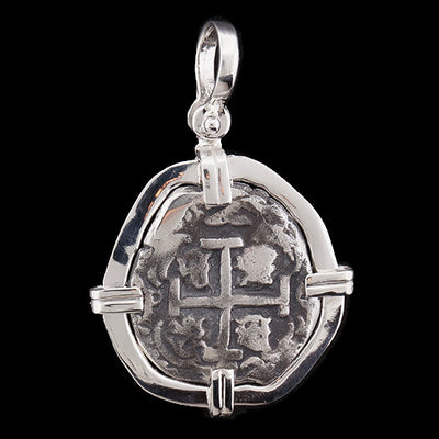 Atocha Jewelry - Odd Reale Silver Coin Pendant w/Sterling Silver Frame - Front