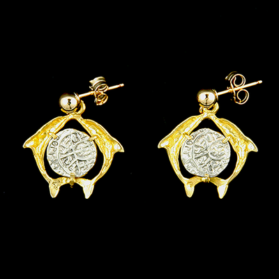 Atocha Jewelry - Small Silver Coin Double Dolphin Earrings Back