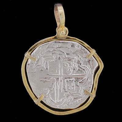 Atocha Jewelry - Odd Shape 2 Reale Silver Coin Pendant - Front