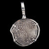 Atocha Jewelry - Odd Shape 2 Reale Silver Coin Pendant w/Sterling Silver Frame - Back