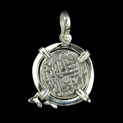 Atocha Jewelry - 2 Reale Silver Coin Dolphin Pendant Back