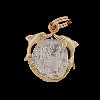 Atocha Jewelry - Small Silver Coin Double Dolphin Pendant Back