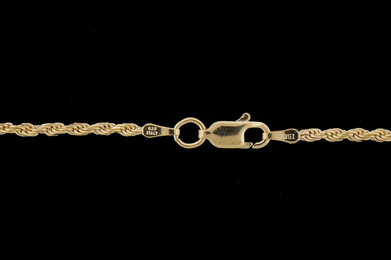 Gold-Plated Sterling Silver Diamond Cut Rope Chain - 1.85mm