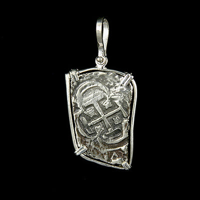 Atocha Jewelry - Long 8 Reale Silver Coin Pendant Front
